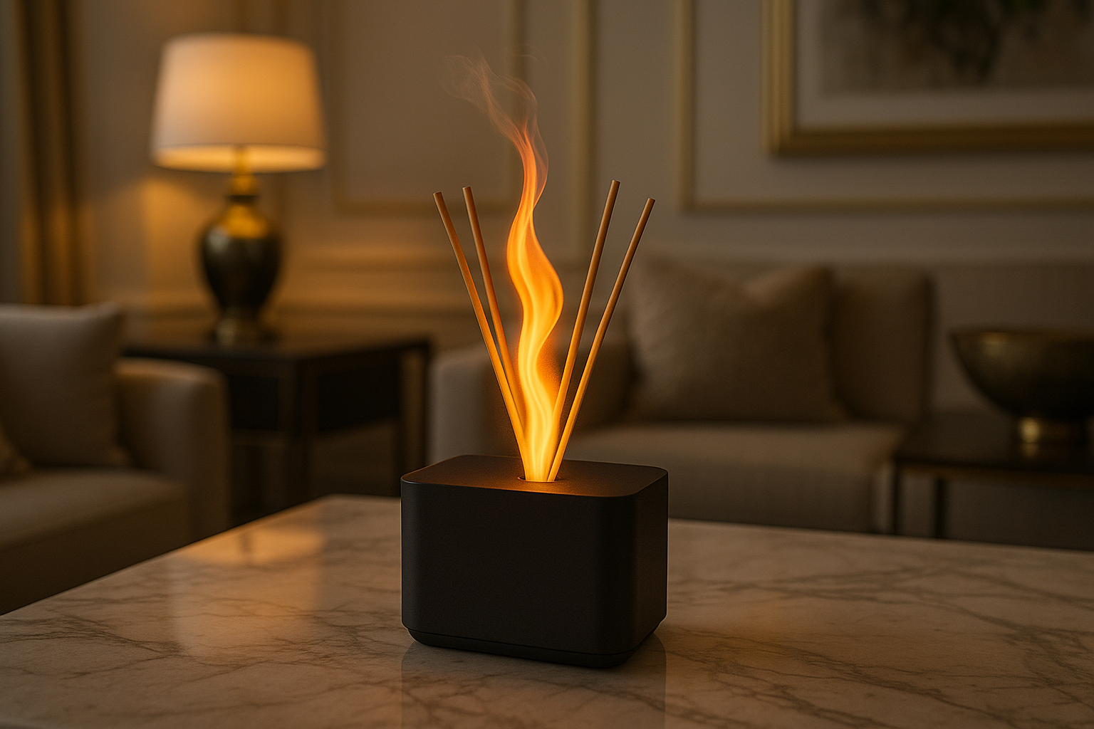 a flame diffuser inside a luxuary home