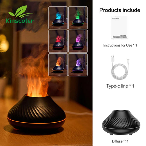 Kinscoter Volcanic Aroma Diffuser Essential Oil Lamp 130ml USB