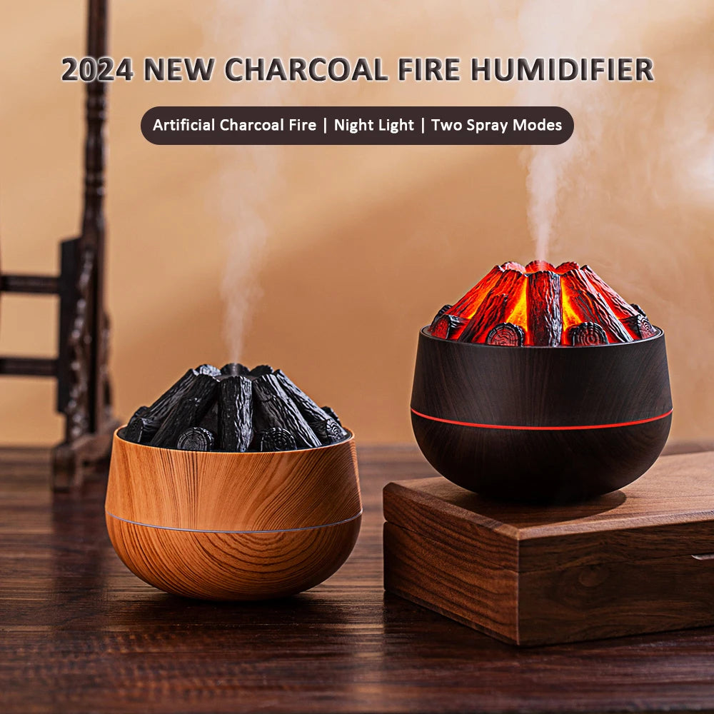 2025 New 300ML Artificial Charcoal Fire Air Humidifier Aroma Diffuser