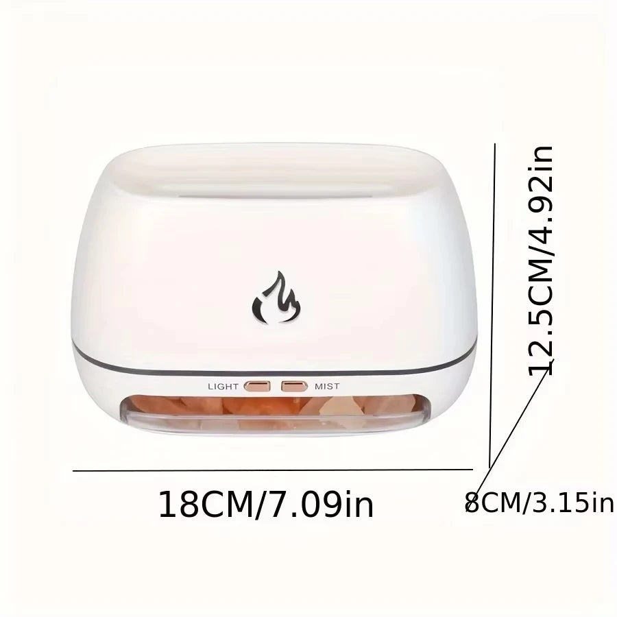 New 3D Flame Fire Aroma Air Humidifier Himalayan Crystal Salt Stone