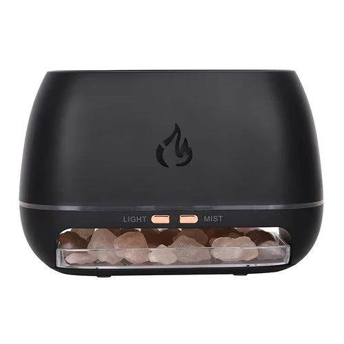 New 3D Flame Fire Aroma Air Humidifier Himalayan Crystal Salt Stone