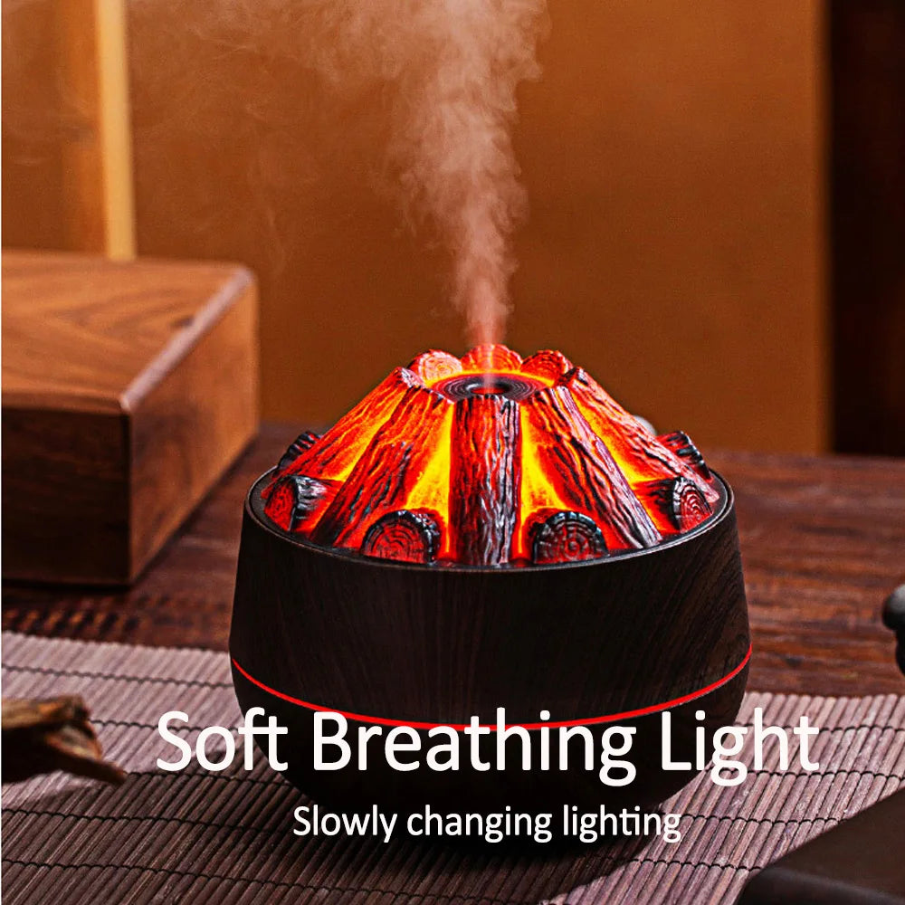Charcoal Flame Humidifier, Aromatherapy Essential Oil Diffuser, 300ml