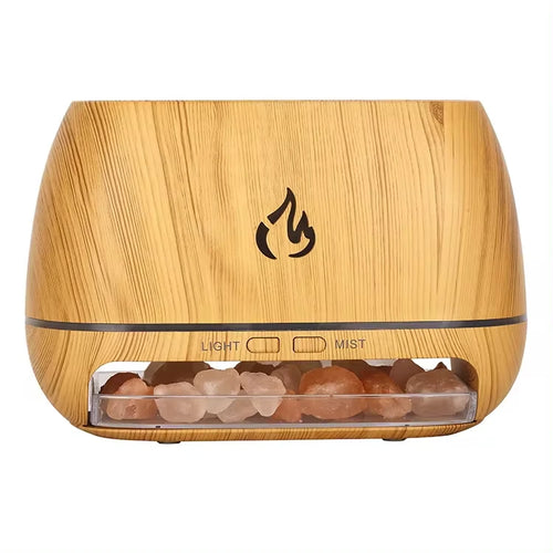 New 3D Flame Fire Aroma Air Humidifier Himalayan Crystal Salt Stone