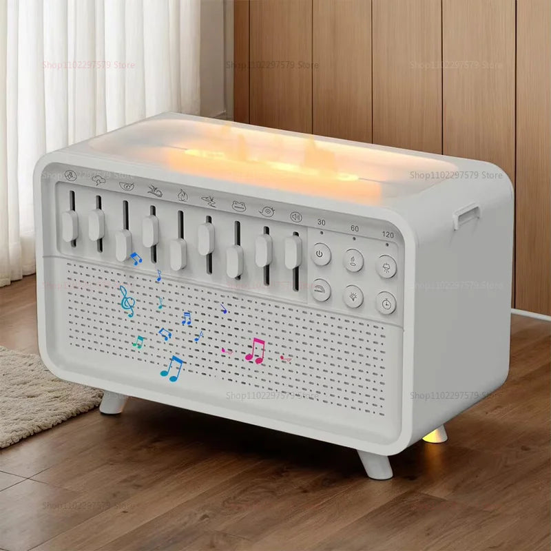White Noise Sleep Sound Machine with Flame Air Diffuser Humidifier BT