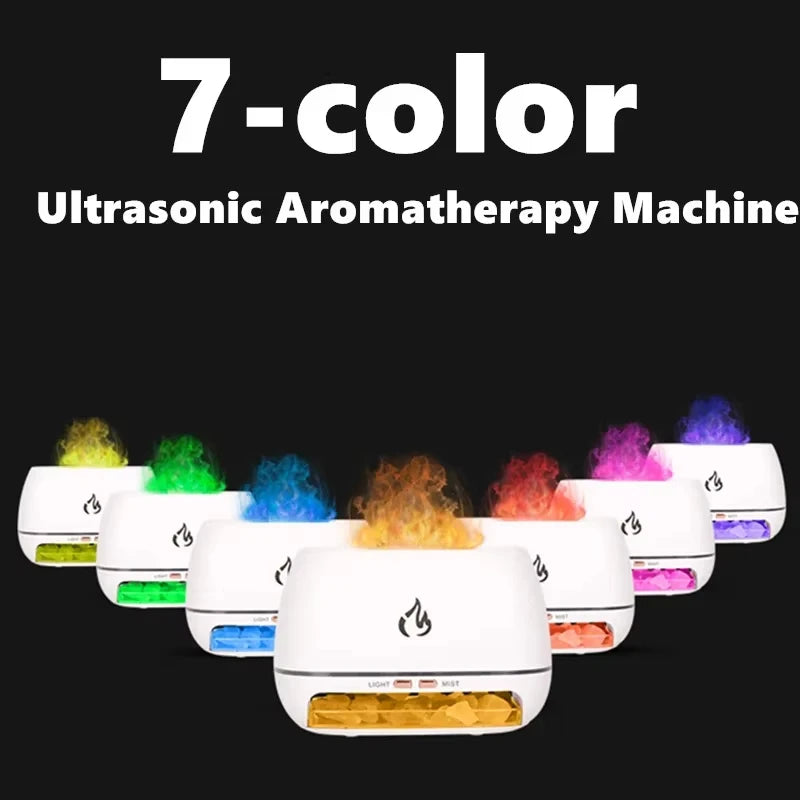 New 3D Flame Fire Aroma Air Humidifier Himalayan Crystal Salt Stone