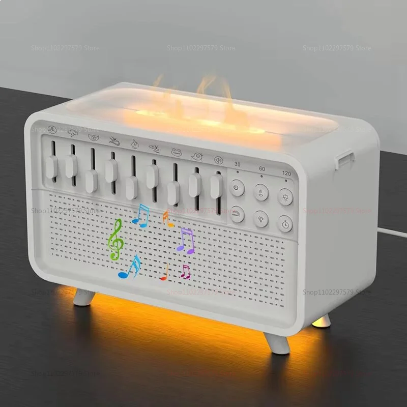 White Noise Sleep Sound Machine with Flame Air Diffuser Humidifier BT