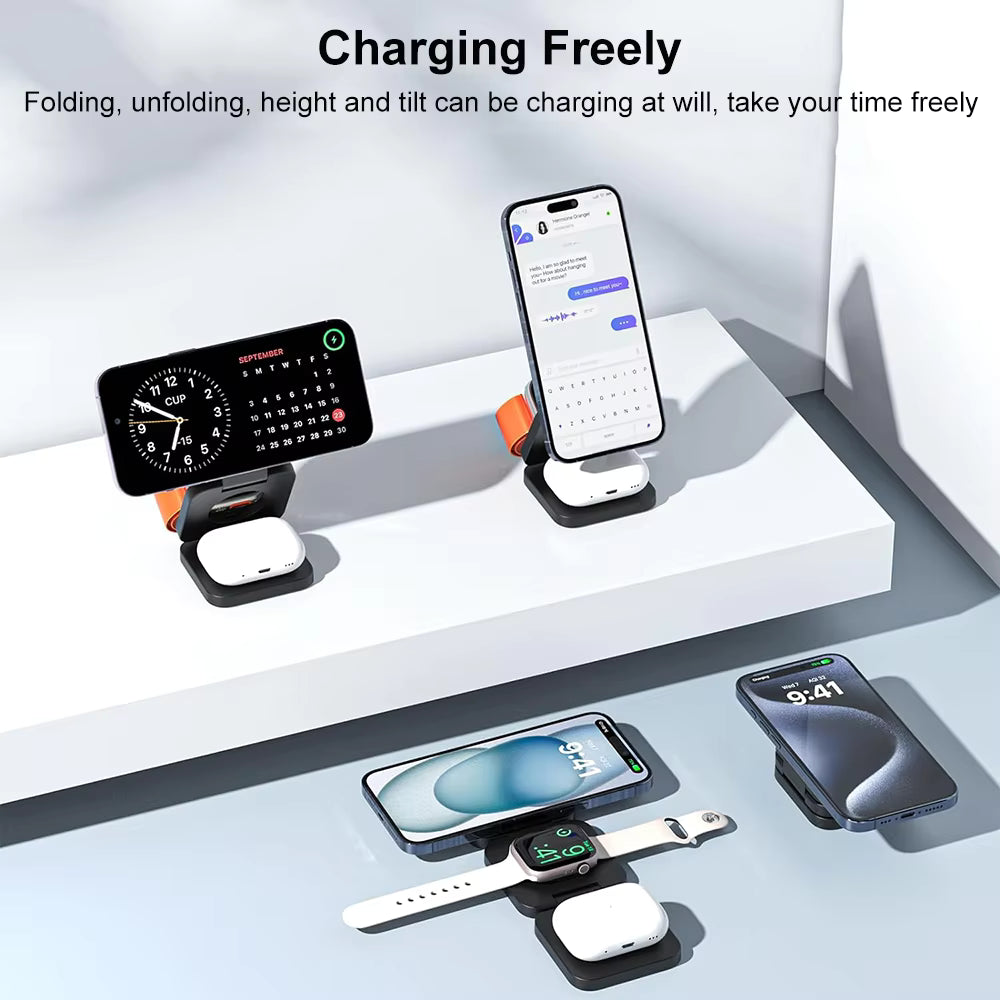 3 in 1 Foldable Magnetic Wireless Charging Station iphone/smasung/Huawei